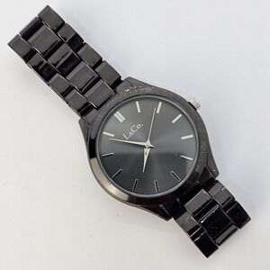 Women's Watch 40MM Black Dial Black Bracelet Band 7" New Battery